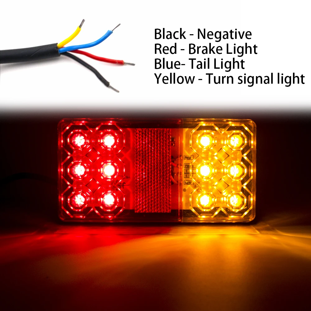 2Pcs 12V 24V 12 LED Rear Stop Tail Light Warning Brake Turn Signal Light Lamp Car Truck Trailer Caravan Boat Auto Campers ATV RV