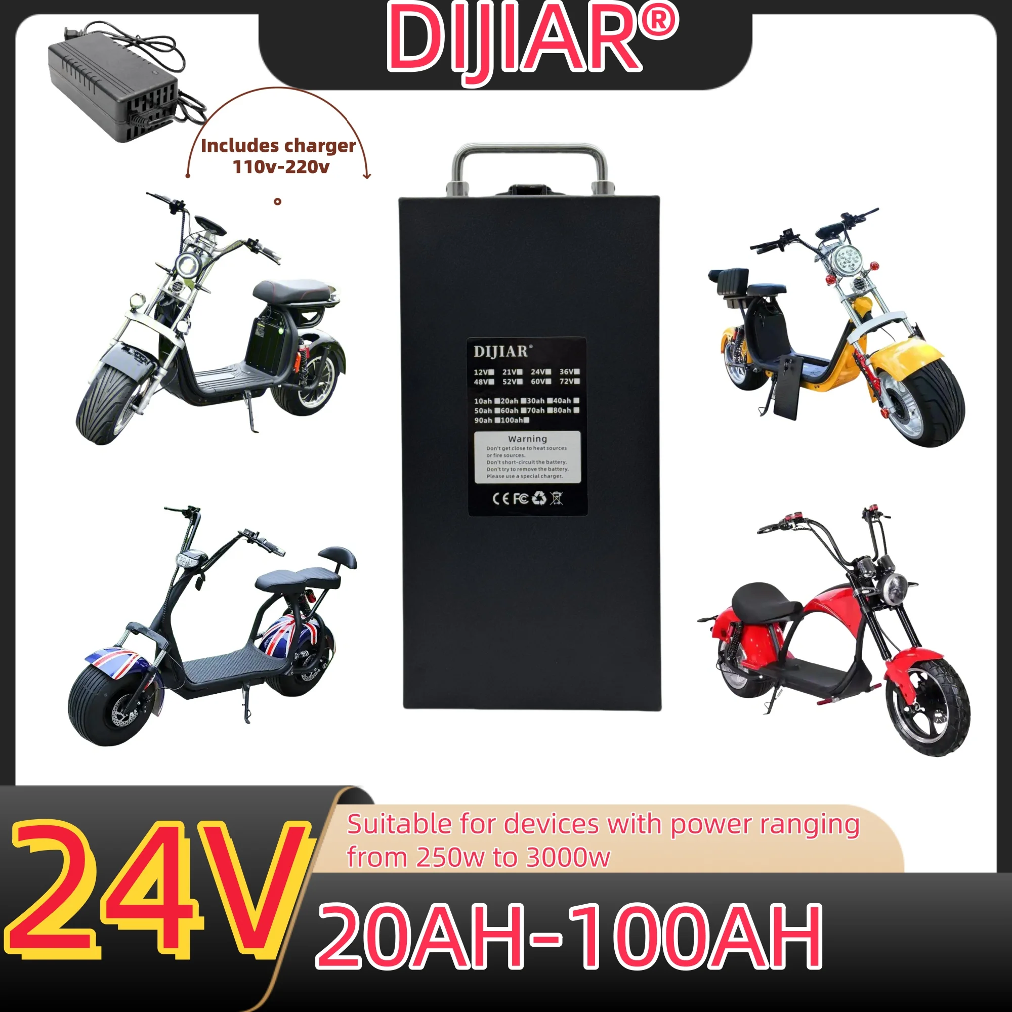 

Air freight, 24-hour delivery, delivery of Harley batteries Citycoco24V220AH-100AH suitable for 500W~3000W Harley motorcycles,