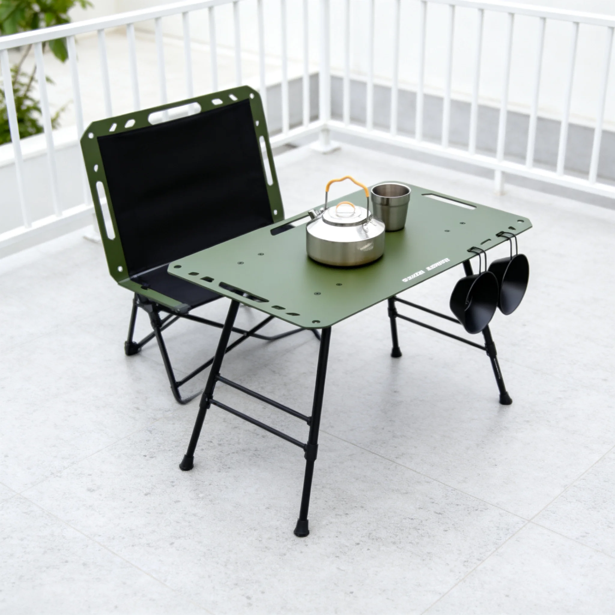 AOLIVIYA Aluminum Multifunctional Tactical Stand Portable Folding Table Picnic Camping Table Outdoor Coffee Tea Table
