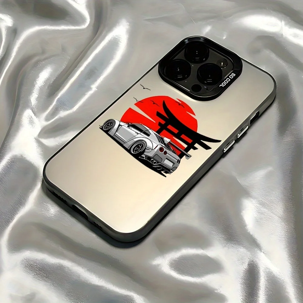 Sunset sports car silver-plated mobile phone case for iPhone 17 16 15 14 13 12 11 Pro/Max/Plus anti drop cover view 5