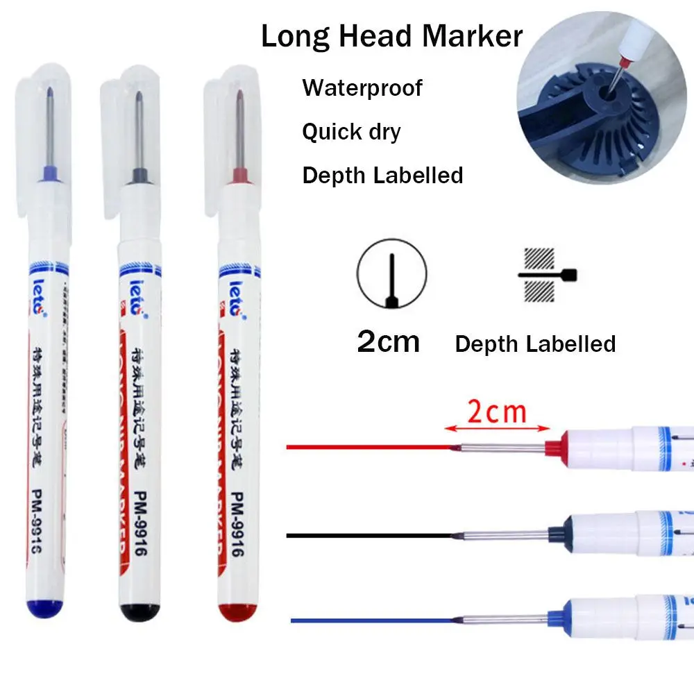 Glass Bathroom Multifunction Woodworking Decoration Depth Long Head Markers Hareware Processing Deep Hole Marker Marker Pen