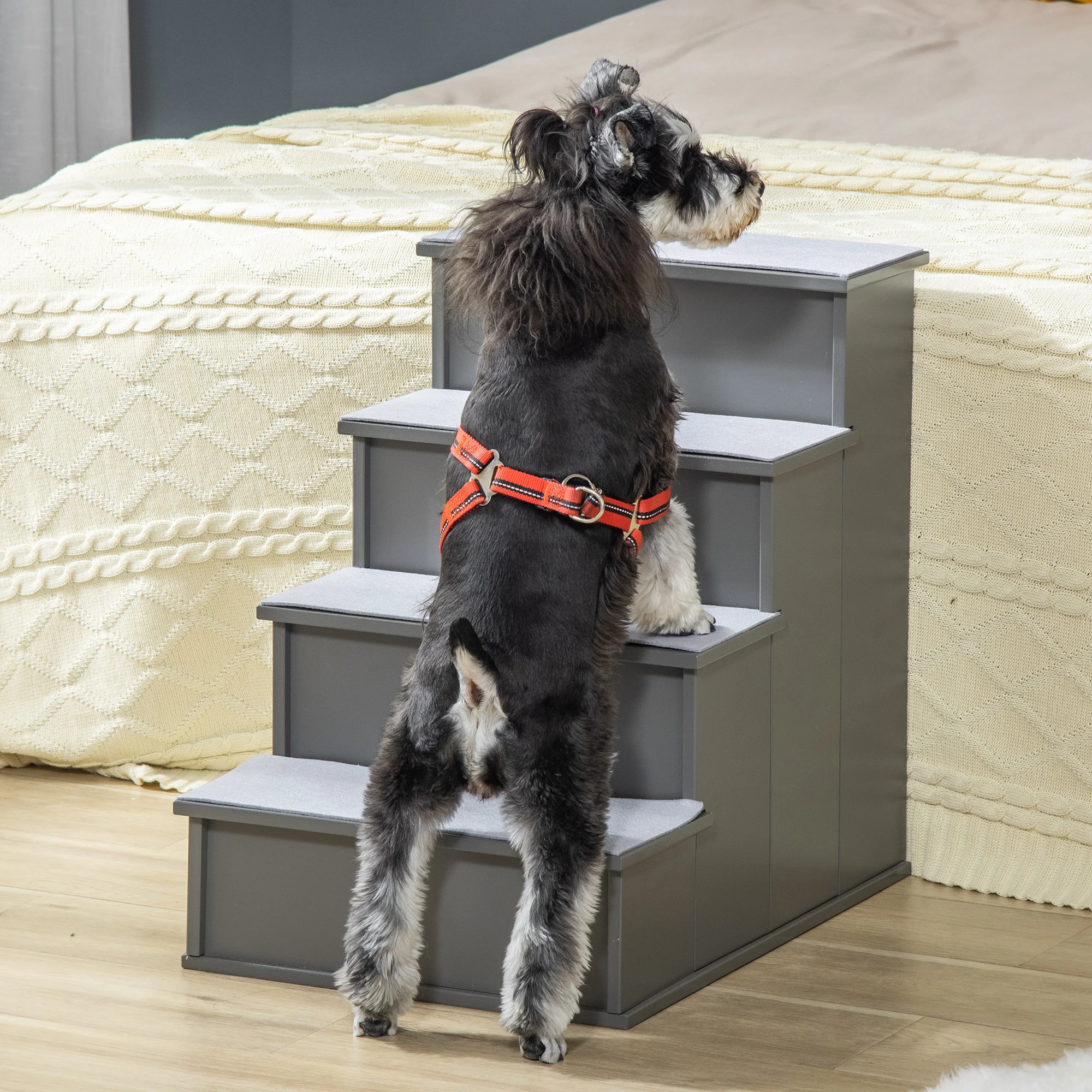 PawHut 4 step padded dog ladder 40x59x54,2 cm Gray