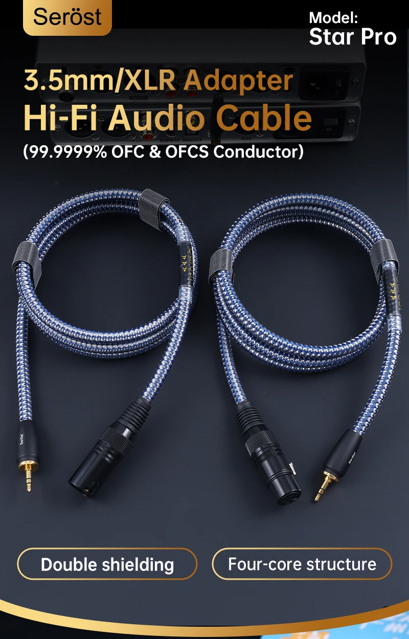 Serost StarPro HiFi-Audiokabel, versilbert, OFC, 3,5-mm-AUX-zu-XLR-Balance-Adapter für Mikrofon, CD, DAC, DSP, Verstärker, Lautsprecher – Detail 1