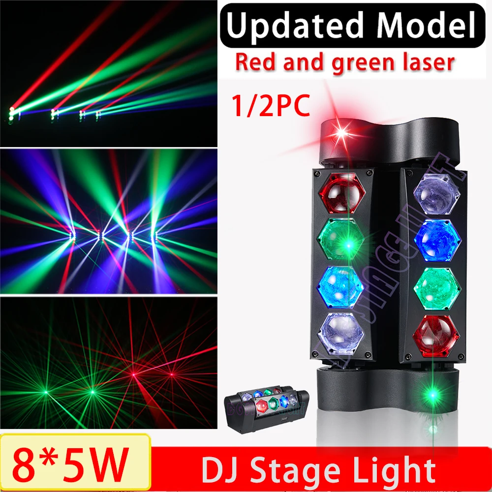 

2024 New LED Micro 8X5W Spider Lights DMX512 DJ Stage Lamp Disco Bar Party RGBW Ambient Moving Beam KTV Lamps Shaking Beam Light