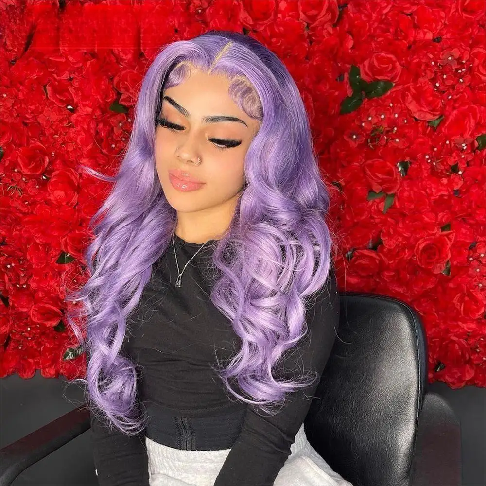 

Light Purple Body Wave Lace Front Wig 13x4 Colored Human Hair Lace Frontal Wig Preplucked Glueless Wig With Baby Hair