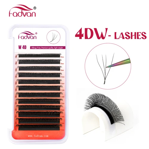 FADVAN 4D W pestañas negro/marrón 4D extensiones de pestañas prefabricadas W ventilador 0,07 C/D/L/M pestañas naturales suaves de volumen estilo W