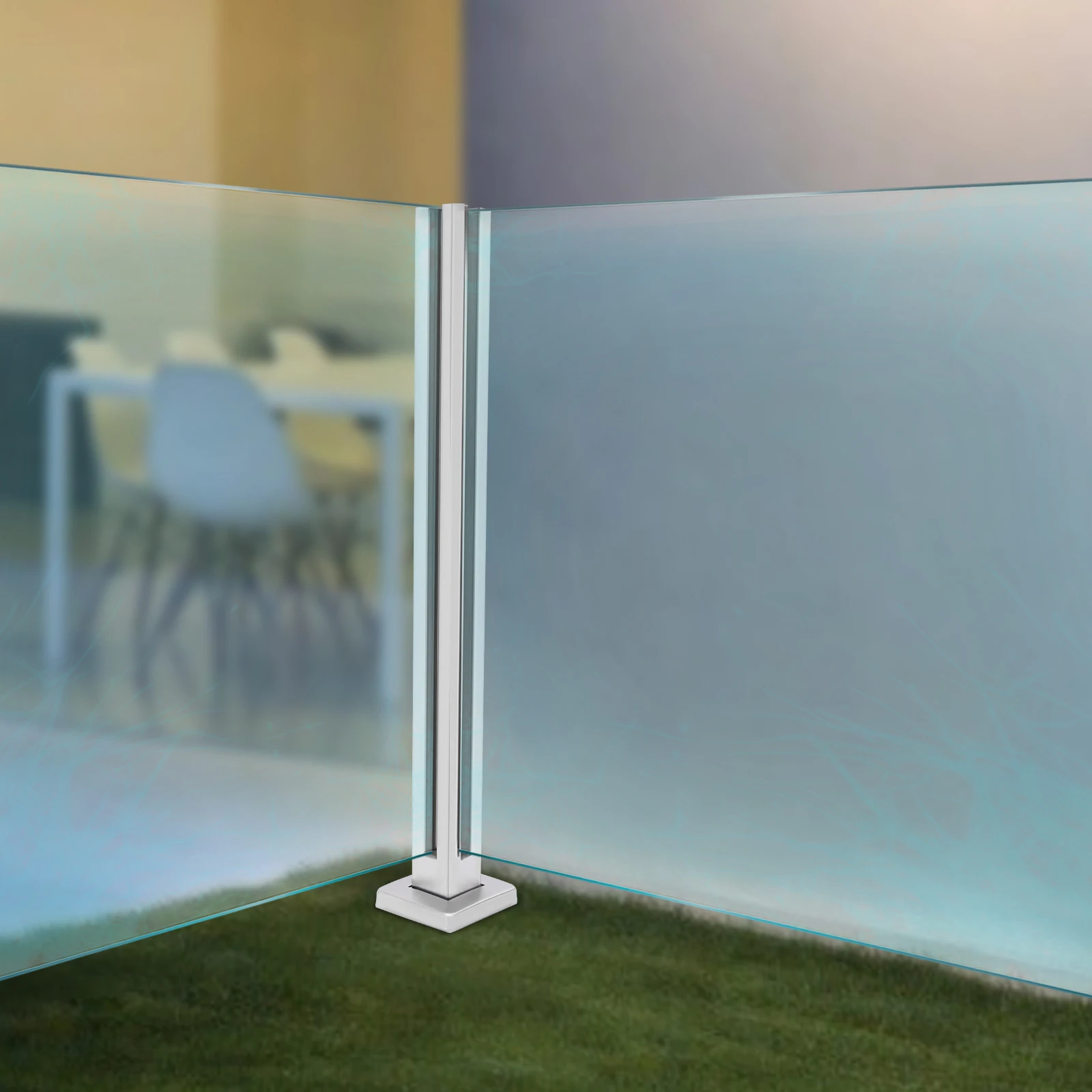 Railing, High-Quality 304 Stainless Steel, Strong Load-Bearing Capacity (220 lbs), Open Post Design with Glass Panel, Deepened