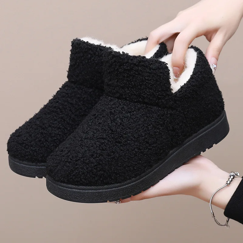 Women Shoes Winter Snow Boots Fashion Plush Warm Thick Sole Cotton Shoes Anti Slip Comfort Sole Outdoor Cold Proof Ankle Boots