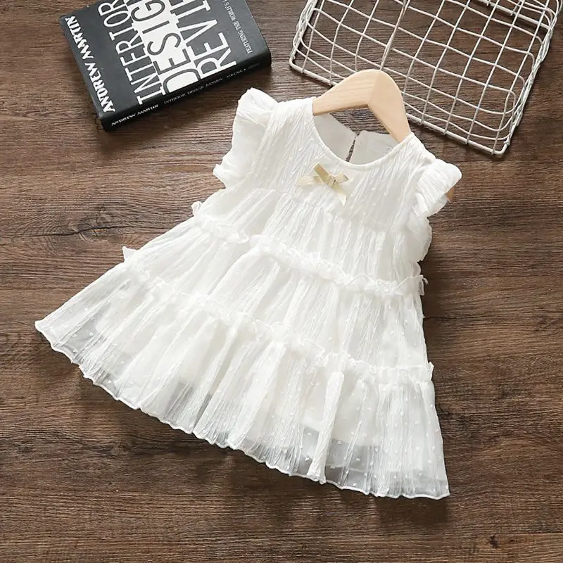 2025 Summer Girls Fluffy Dress Toddler Daily Wear Baby Princess Party Outfit Lightweight & Breathable