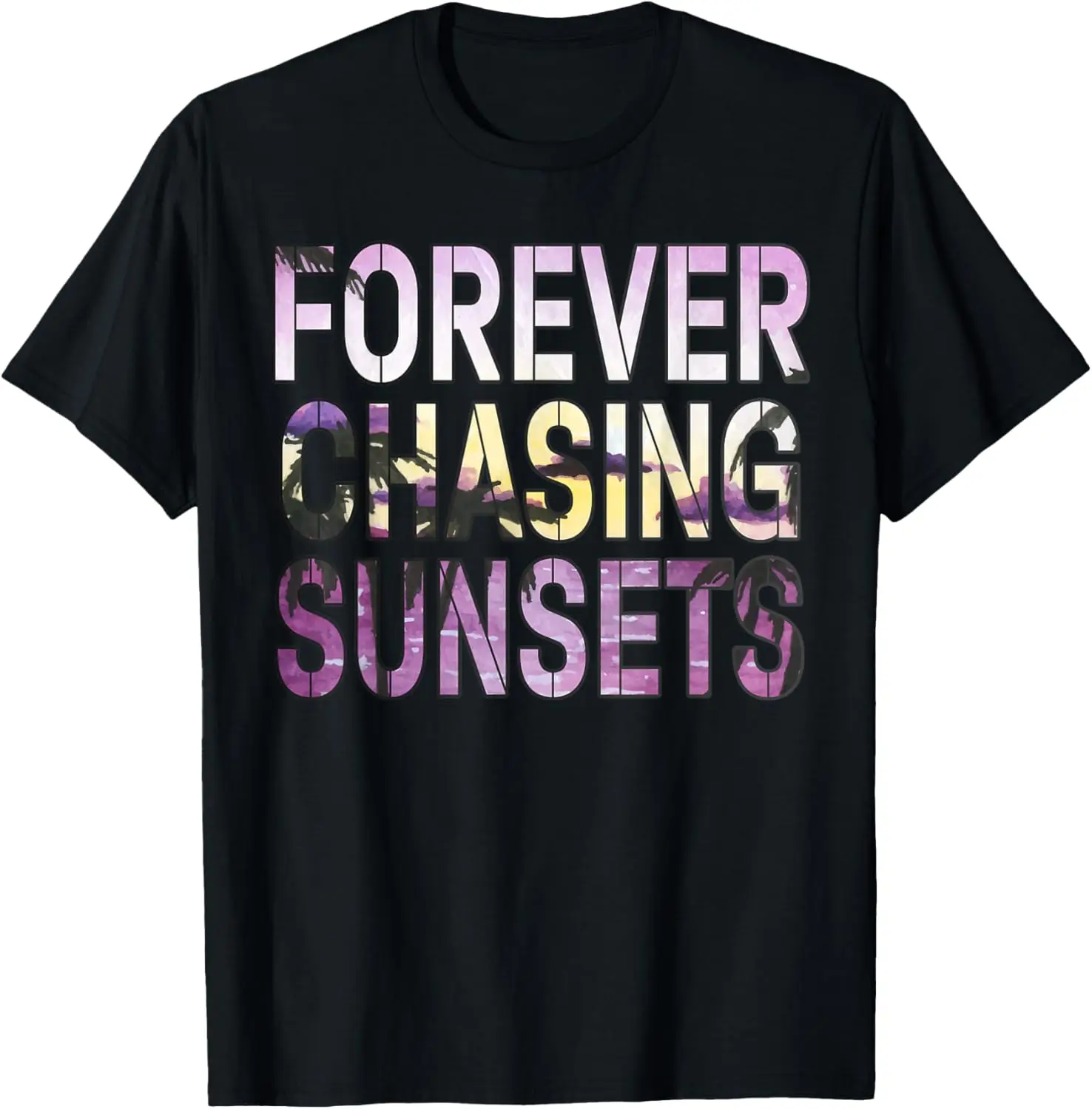 Forever Chasing Sunsets Verano Retro Sunset Beach Vacation Camiseta