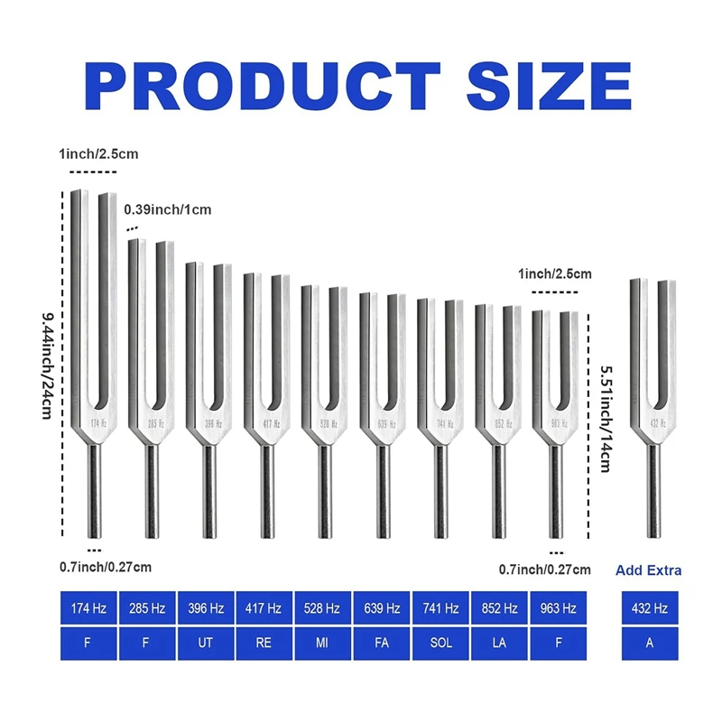 10 Piece Tuning Fork Set ,Tuning Forks for Healing Chakra Sound Meditation Forks for Sound Healing Therapy,Reduce Stress