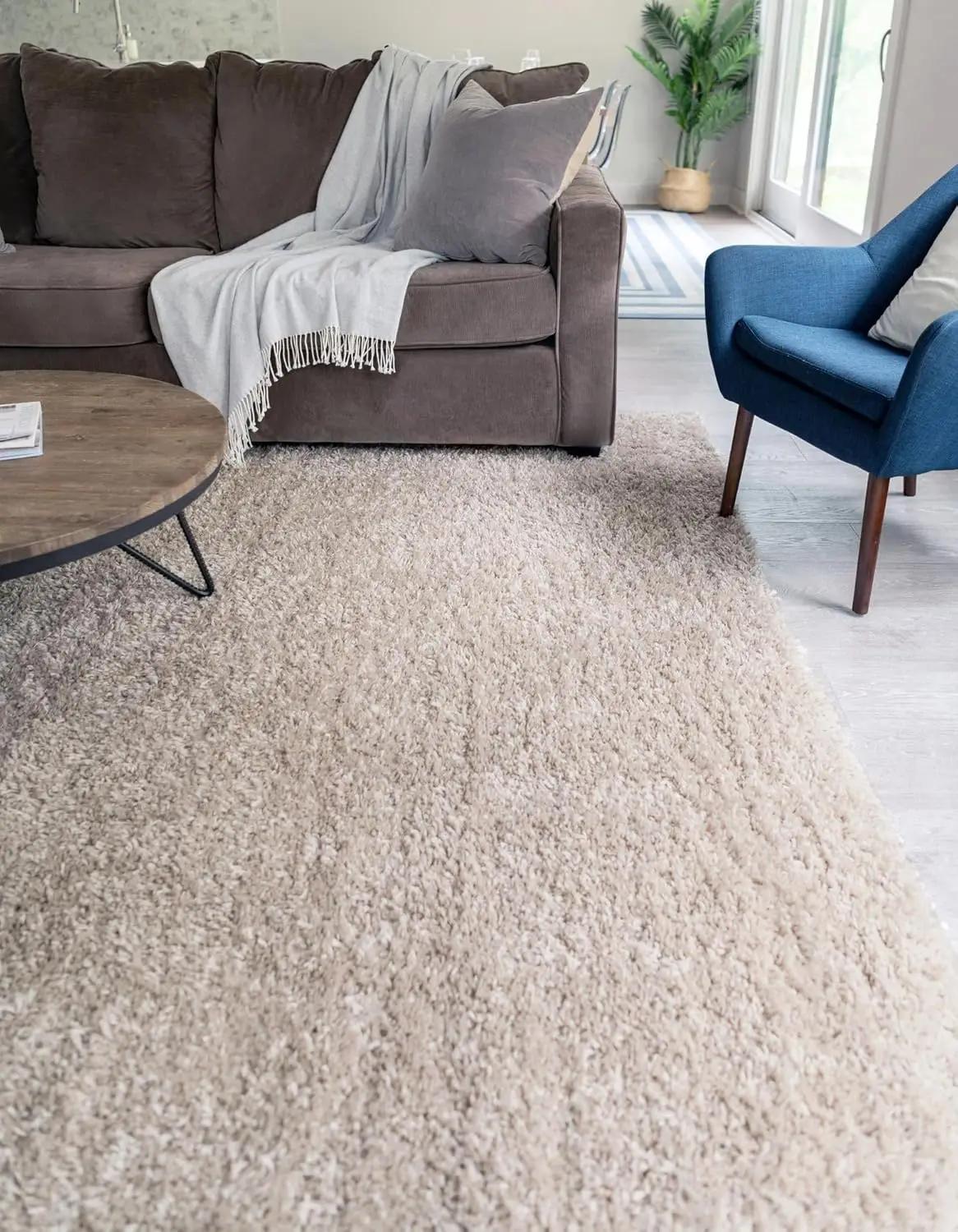 Linen Shag Rug Perfect for Living Rooms, Large Dining Rooms, Open Floorplans