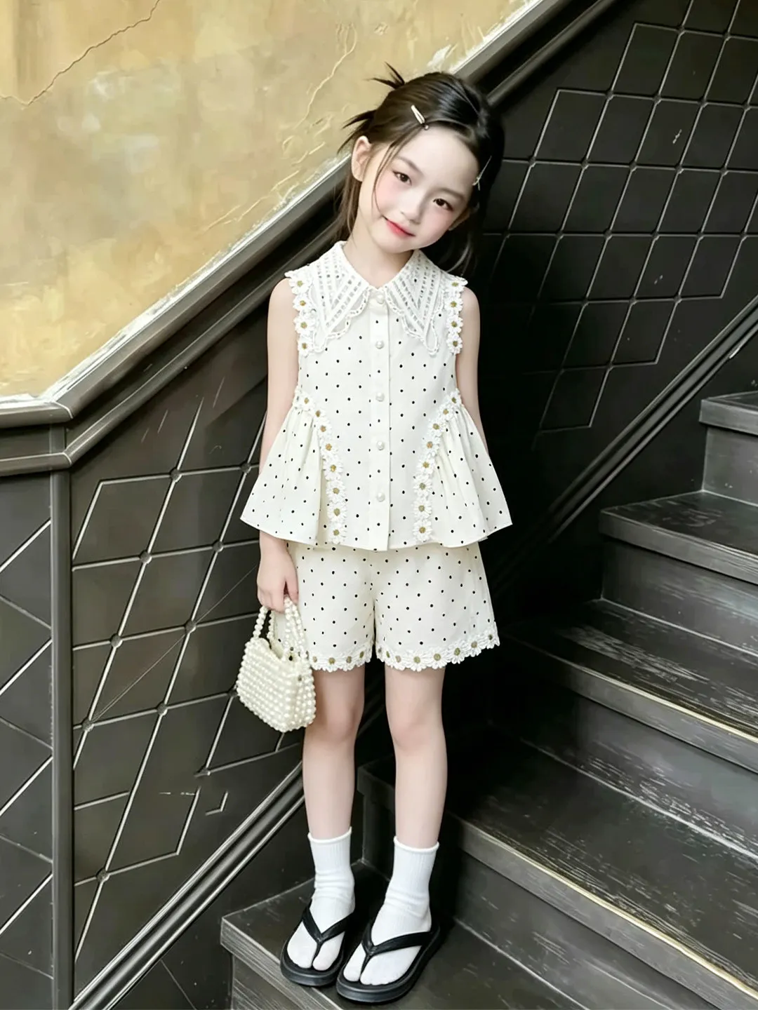 conjunto-de-ropa-de-estilo-coreano-para-ninas-camisa-y-pantalones-blancos-con-lunares-finos-de-verano-conjunto-de-ropa-infa