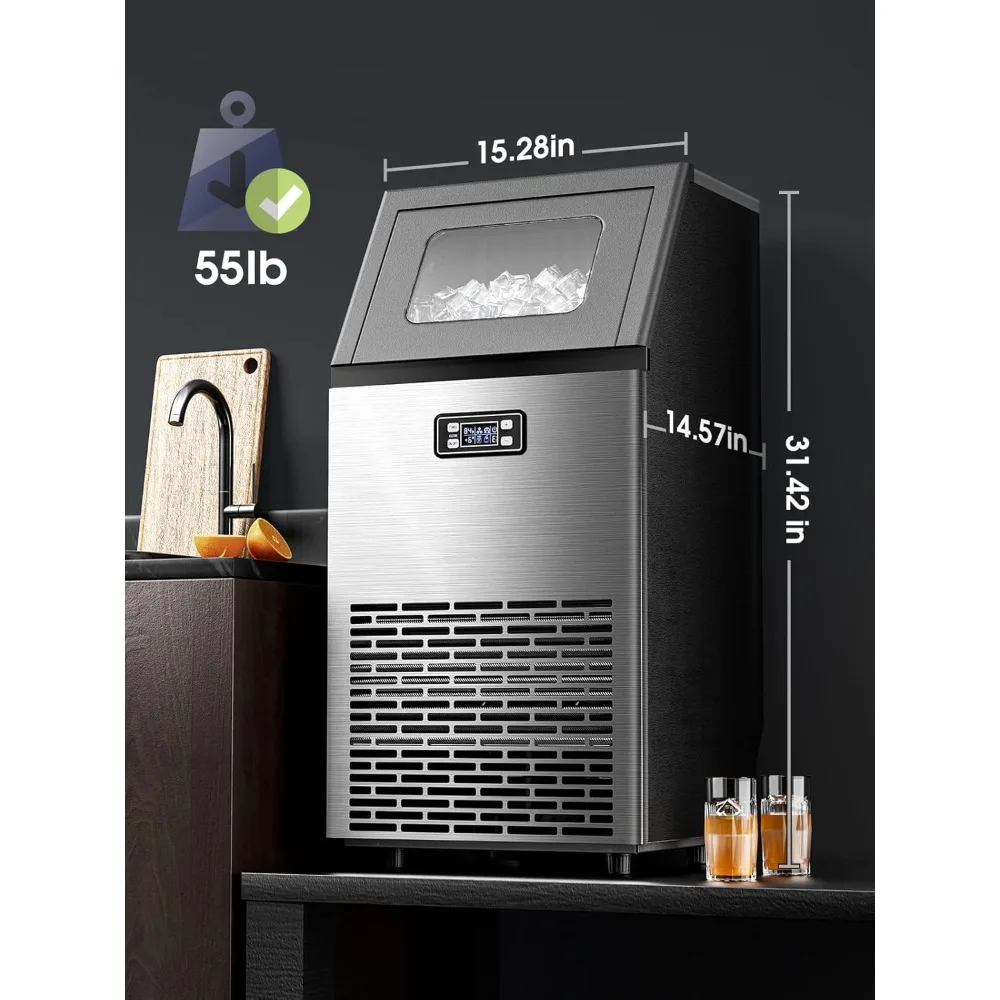 

V2.0 Commercial Ice Maker – 100 lbs/24H, 2-Way Water Fill, Self-Cleaning, Under Counter with 24H Timer | Perfect for Bars