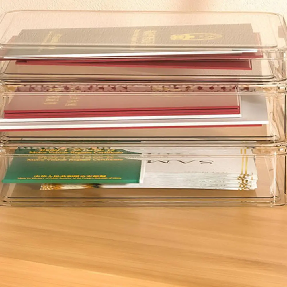 Transparent Storage Box File Document Organizer Dustproof Transparent Document Organizer Box with Comfortable Grip for Marriage