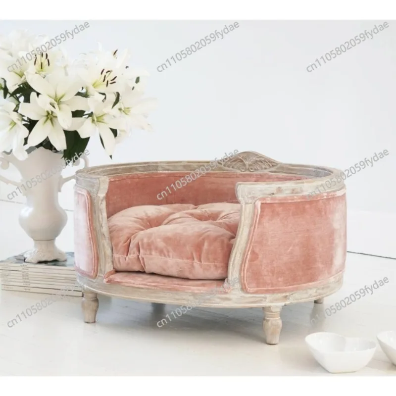 New Solid Wood  Carved Kennel Cat Litter Pet Sofa Pet