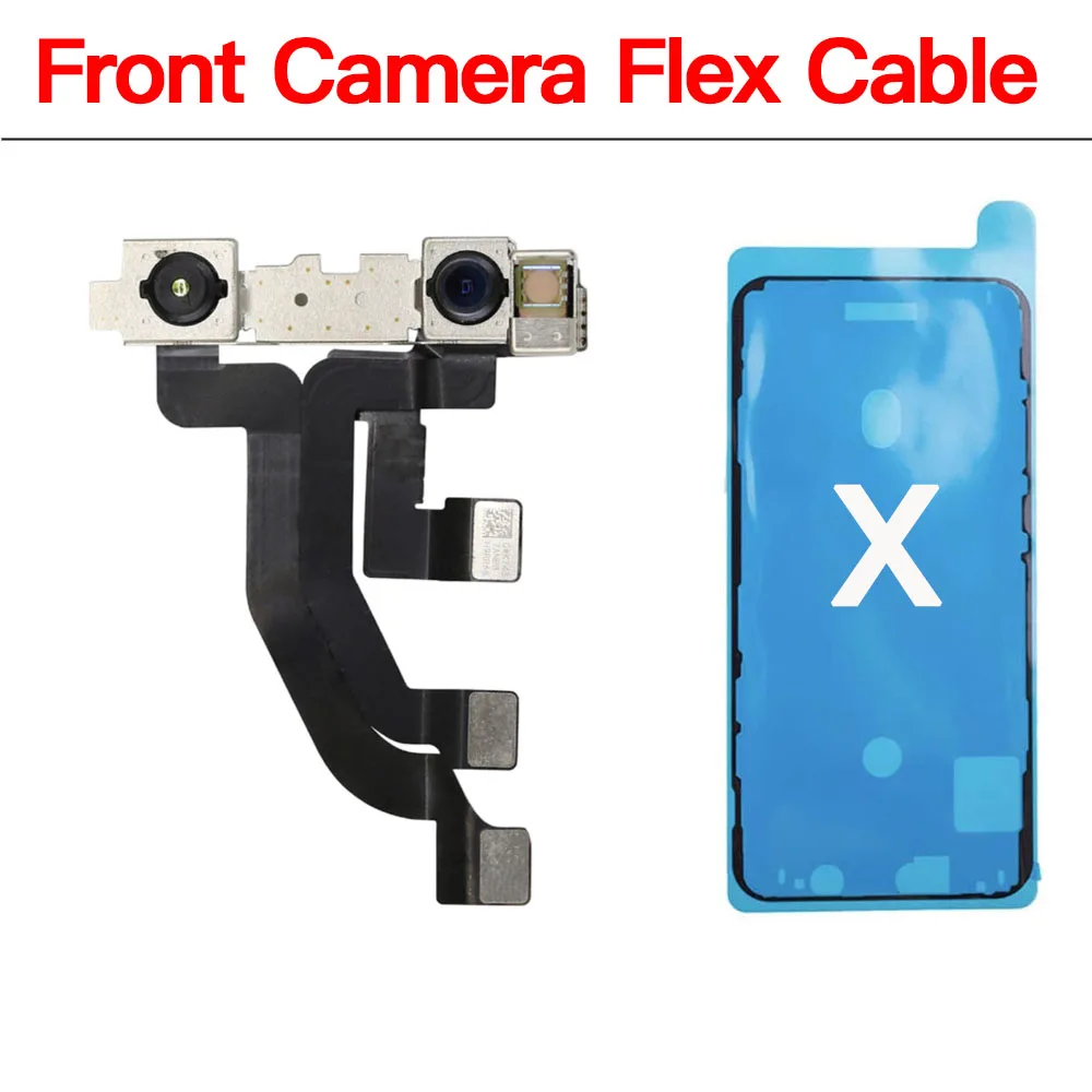 Cámara frontal de repuesto para iPhone, X, XR, XS, 11, 12 Mini Pro Max, Selfie, con Cable TapeFlex impermeable, sin identificación facial