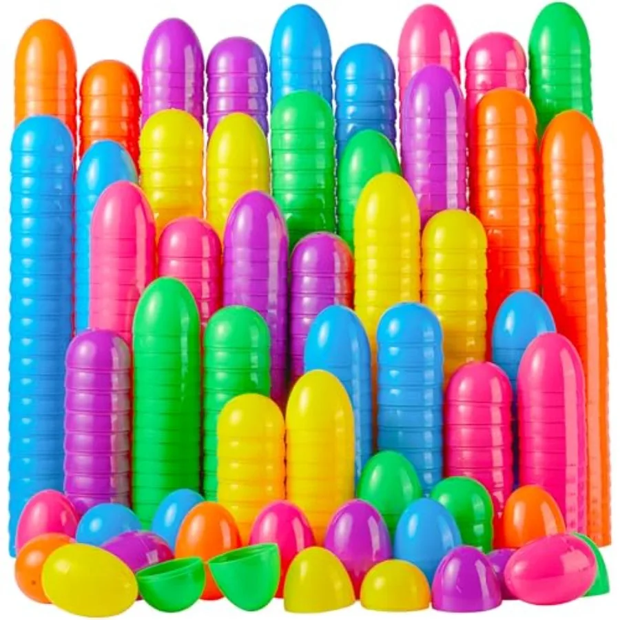 

0 PCS 2.3" Easter Eggs Empty Plastic Eggs Fillable Colorful Bright Eggshell Bulks for Easter Hunt Filling Treats Party Favor Ba