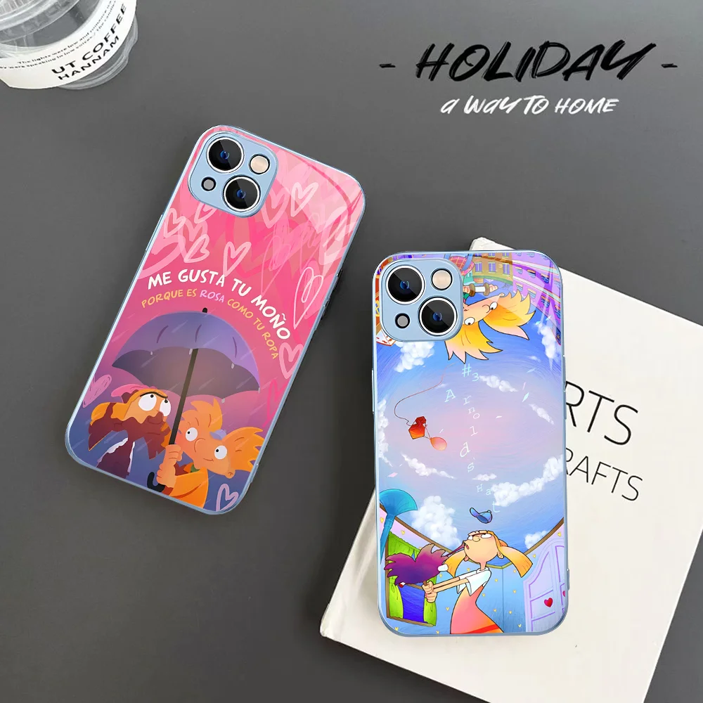 H-Hey A-Arnold H-Helga Cute Cartoon Phone Case Tempered Glass For Iphone 14 13 12 11 Pro Mini XS MAX 14Plus X XS XR Fundas