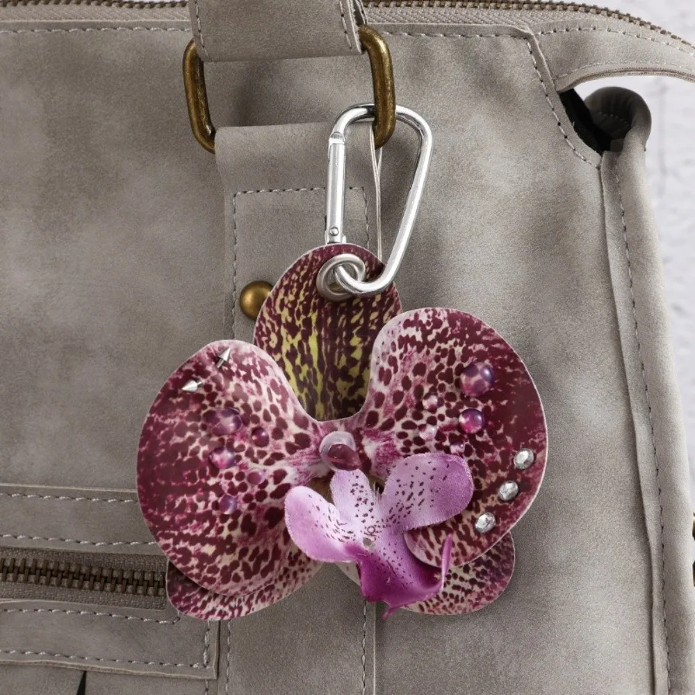 

Creative Colorful Phalaenopsis Keychain Simulation Flower Handmade Bag Charms Orchid Lily Flower Keyring