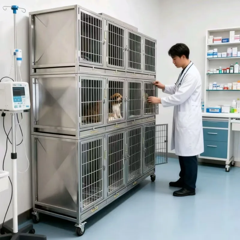 Multifunctional Versatile Medical Veterinary-grade Restraint Cage Breathable Strong Classic Metal Tray Stainless Steel Large Dog