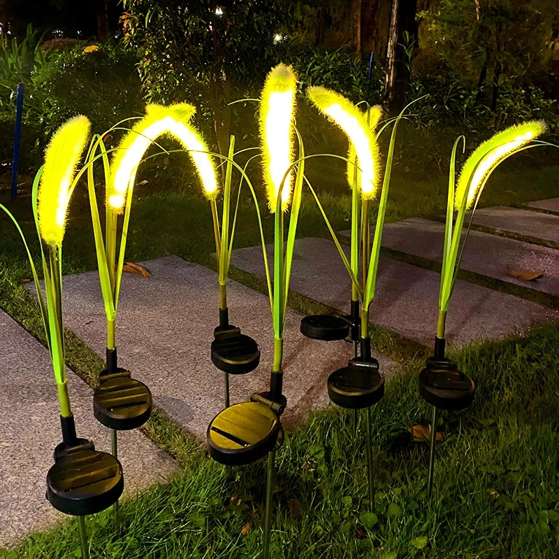 Solar LED Simulation Dog Tail Grass Stake Lights, Waterproof Outdoor Landscape Lawn Lamp for Park Square Courtyard Decoration
