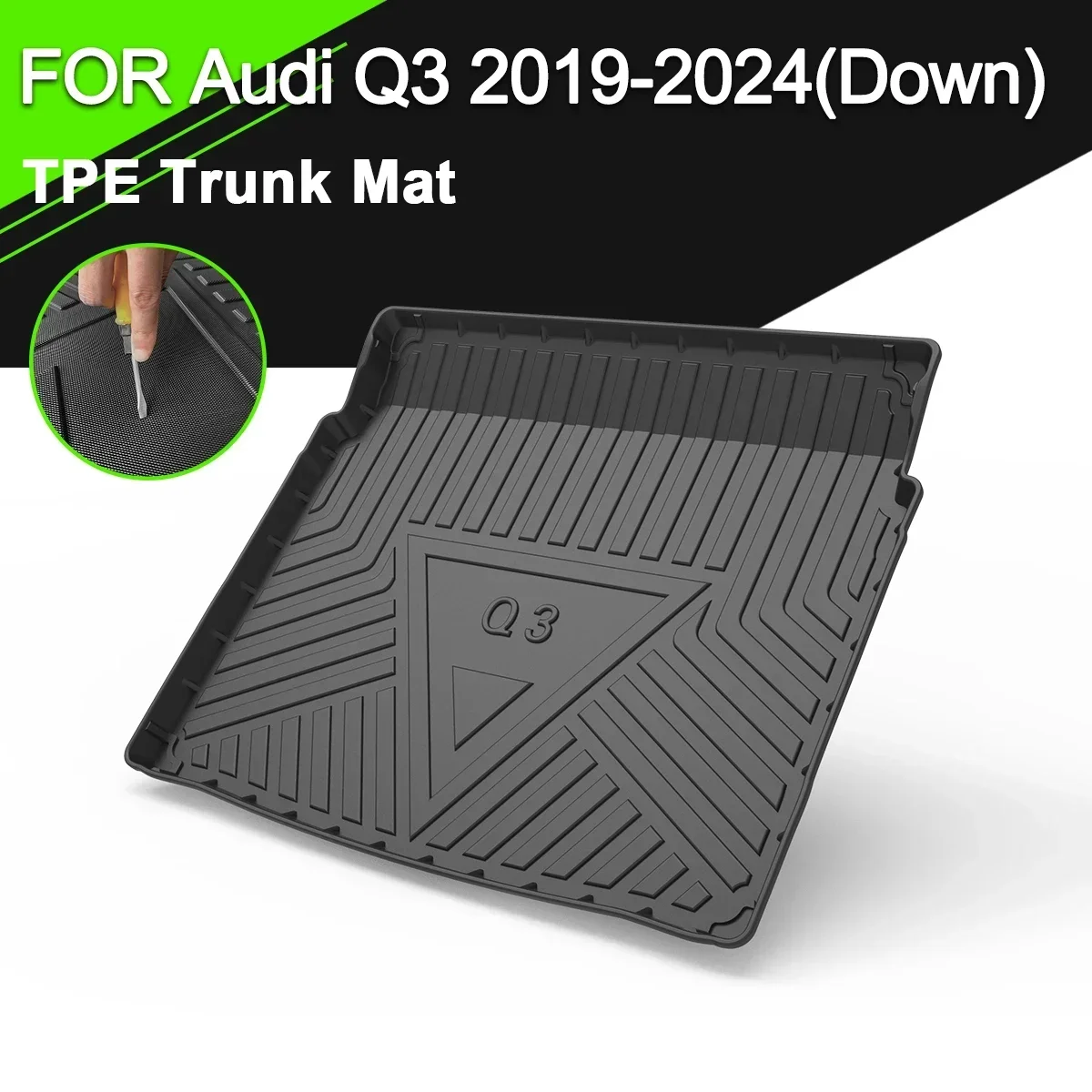 

Car Rear Trunk Cover Mat TPE Waterproof Non-Slip Rubber Cargo Liner Accessories For Audi Q3 2019-2024 (Down)