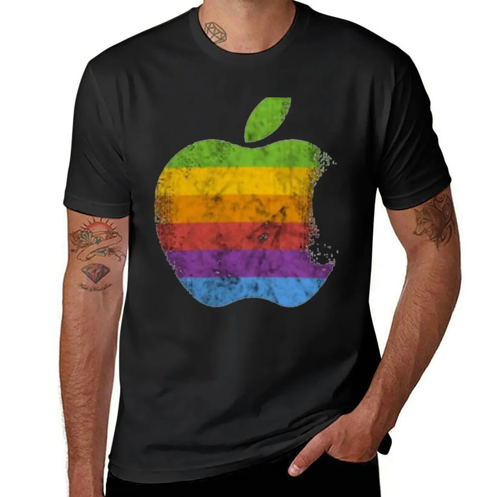 Apple Retro Logo T-shirt tees quick-drying kawaii clothes t shirts for men graphic