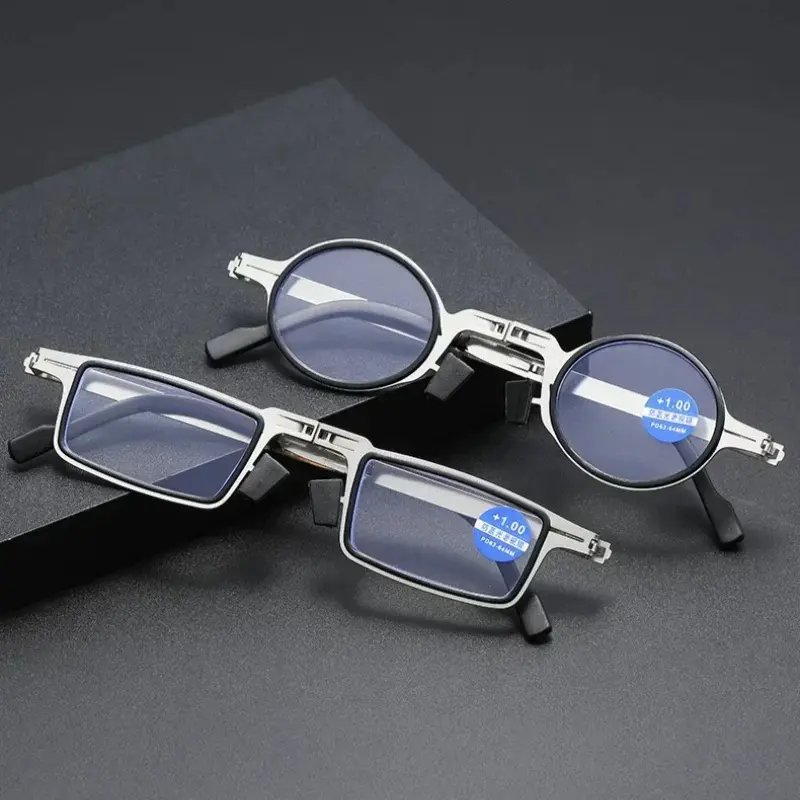 Portable Folding Reading Glasses with Case Anti Blue Light Blocking Metal Elder Foldable Eyeglasses Presbyopia for Man and Woman - Image 5