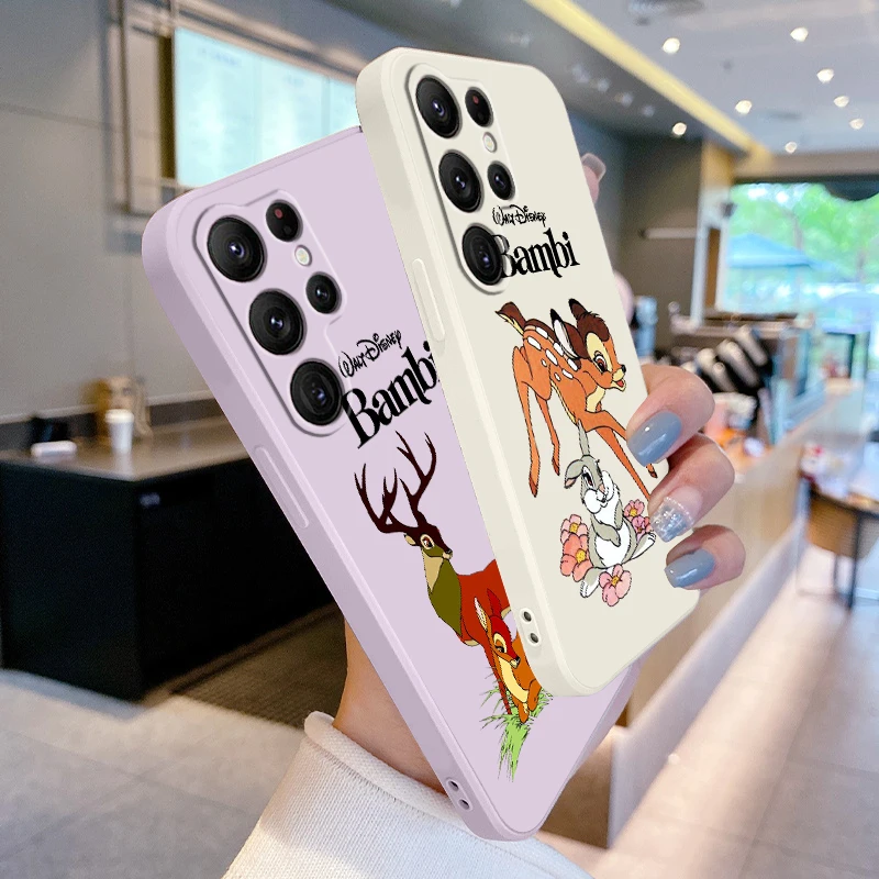 

Disney Bambi Cute Art Liquid Rope For Samsung Galaxy S24 S23 S22 S21 S20 FE S10 Ultra Plus Lite 5G TPU Phone Case