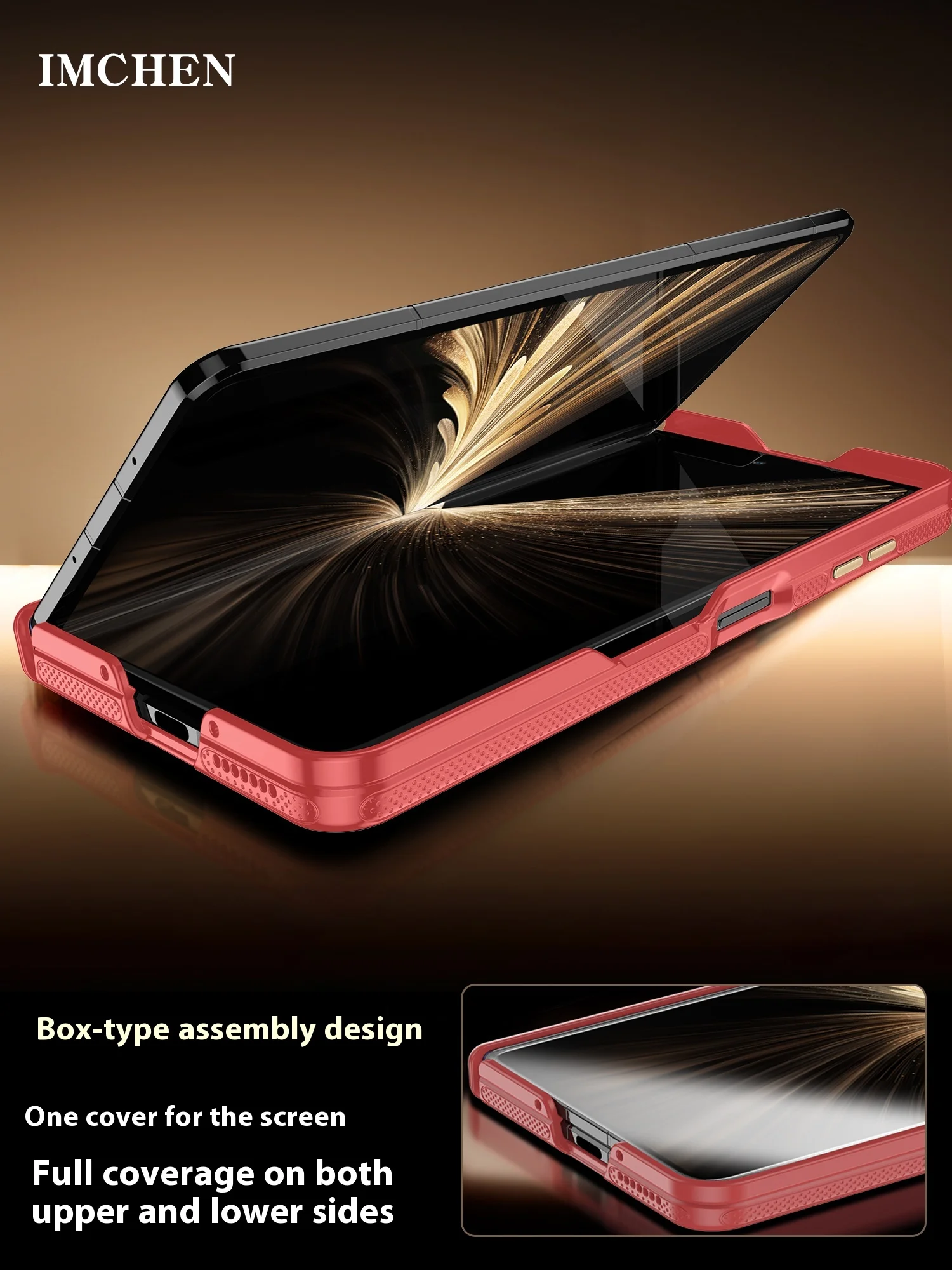 

[Box - type double - border protection] for Honor Magic V5 Case New IMCHEN with Magnetic Center Axis Plain Leather Phone Case