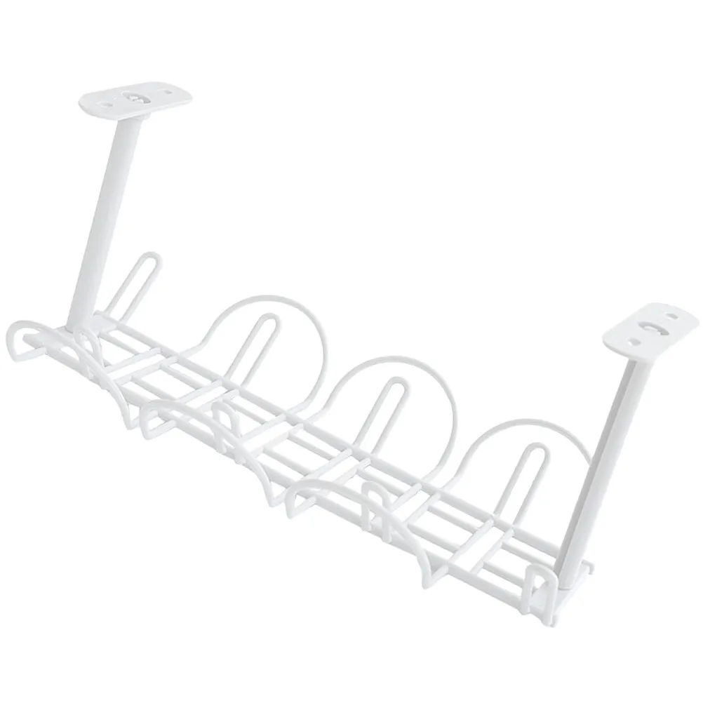 2Pcs Desk Storage Basket Hanging Organizer Office Holder White Sturdy Lightweight Shelf for Pens Cables Phone Pencil