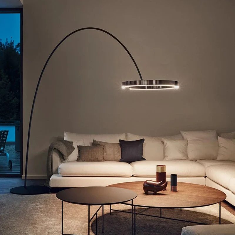 Fishing Floor Lamp LED Nordic Living Room Bedroom Round Ring