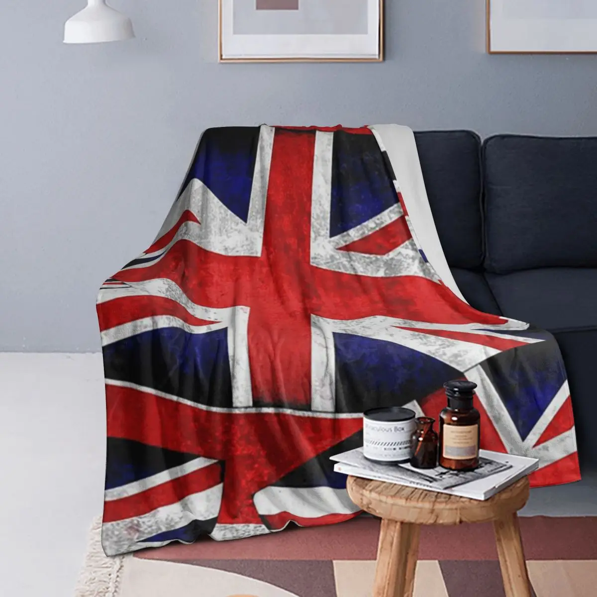 

Vintage UK British Flag Sherpa Blankets Soft Warm Flannel Throw Blanket Bedding for Bed Living room Picnic Travel Home Couch