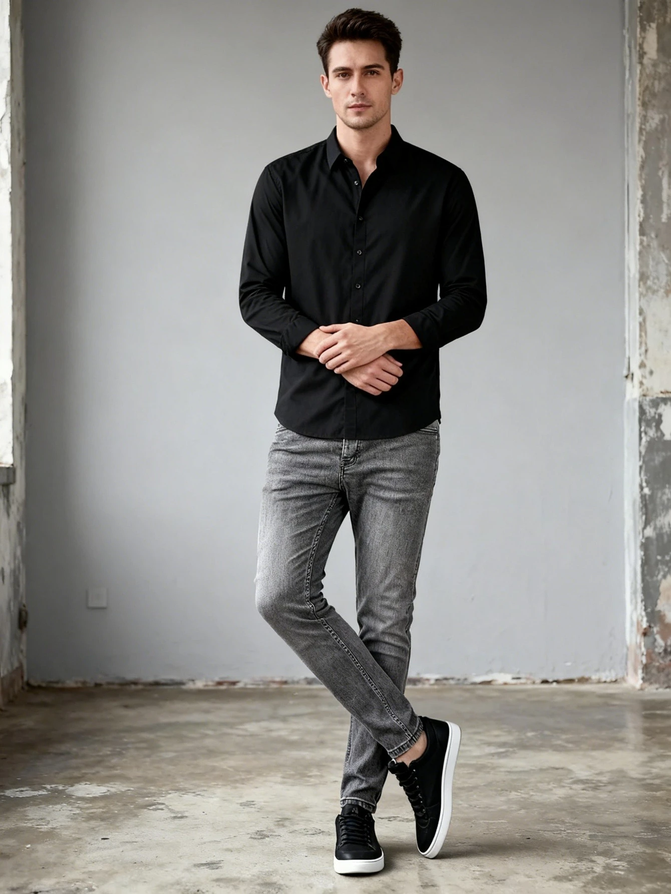 Stylish Gray Men's Original Slim Jeans Y2K Drip Fashion Casual Denim Pants No accessories or belts included