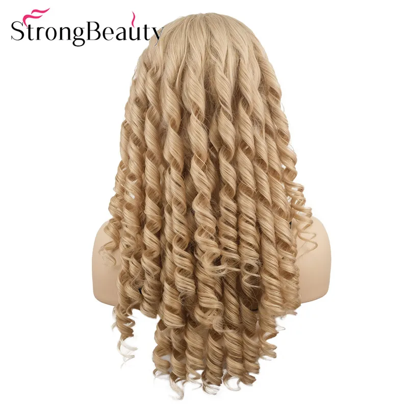 شعر مستعار ذهبي طويل مجعد من سترونج بيوتي، شعر مستعار للحفلات التنكرية للنساء، شعر صناعي ناعم طبيعي