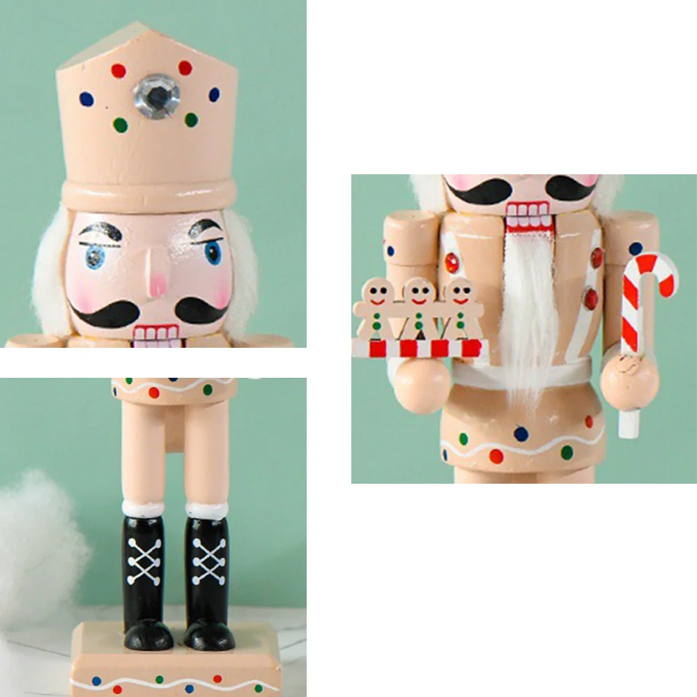 25CM Nutcracker Wood Creative Wooden Soldier Handcrafts Gingerbread Man Christmas Gift European Style Ornament Home Decoration