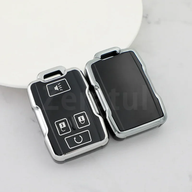 4 Buttons TPU Car Smart Key Case Cover Shell For Chevrolet Chevy For GMC Sierra 3500HD Canyon Colorado LT Silverado Keyless Fob