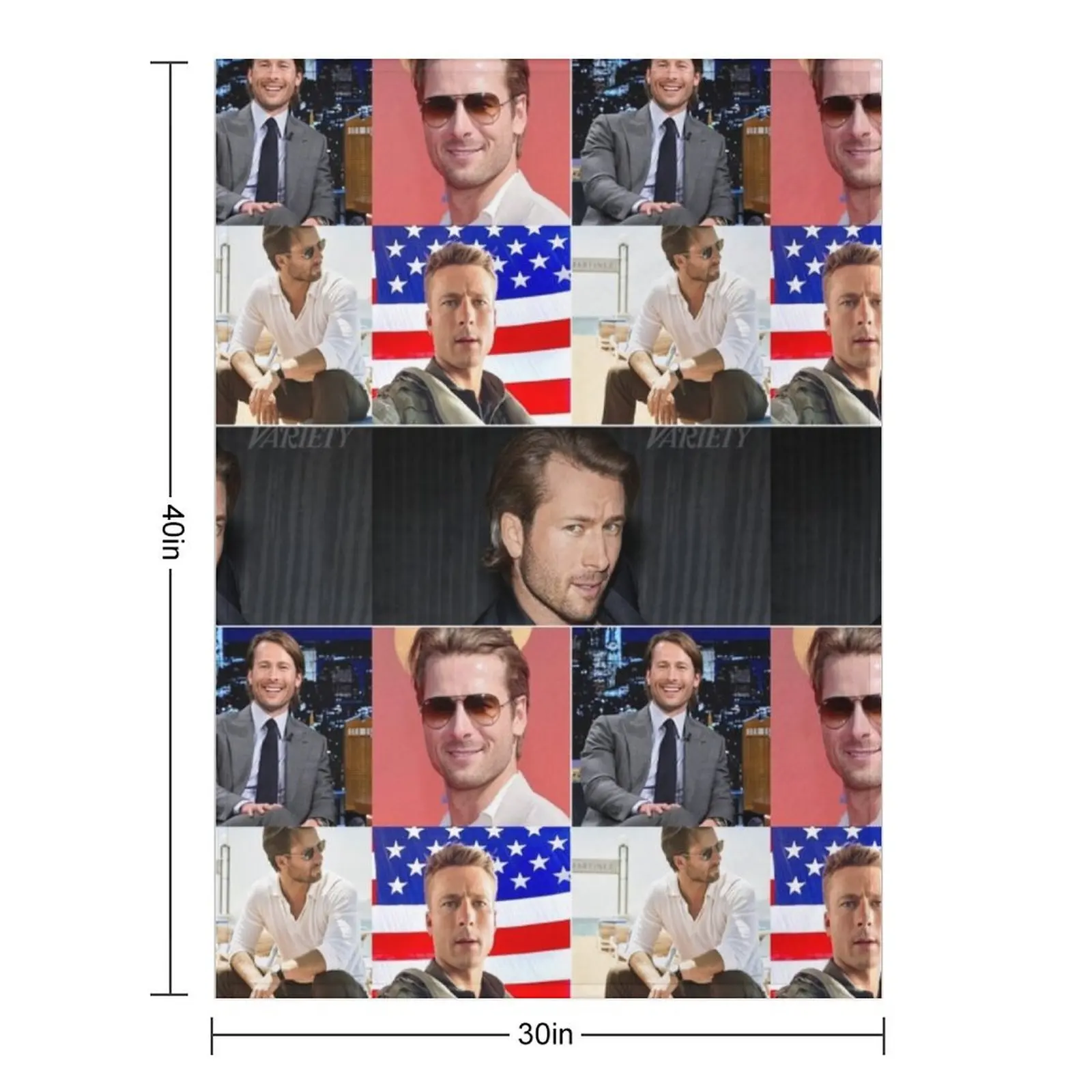 Glen Powell American actor Cool Photos Compilation Collage - 1 Throw Blanket Flannel Fabric funny gift sofa bed Furry Blankets
