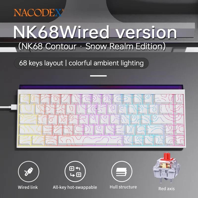 New Ajazz Nacodex Nk68 Mechanical Keyboard Terrain keycap Rgb