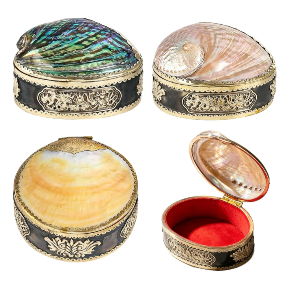 Mother of Pearl Wooden Trinket Box Iridescent Abalone Shell Jewelry Keepsake Storage Case Organizer Treasure Decorative Box Gift