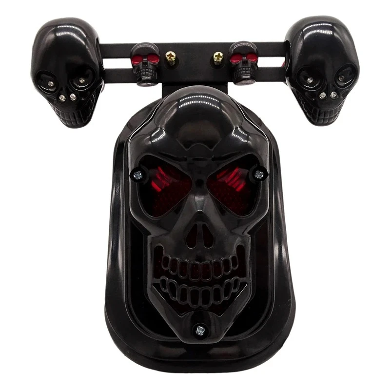 

Universal Motorcycle Rear Fender Brake Lamp Skull Signal License Plate Lights Cafe Racer Old School Bobber Chopper