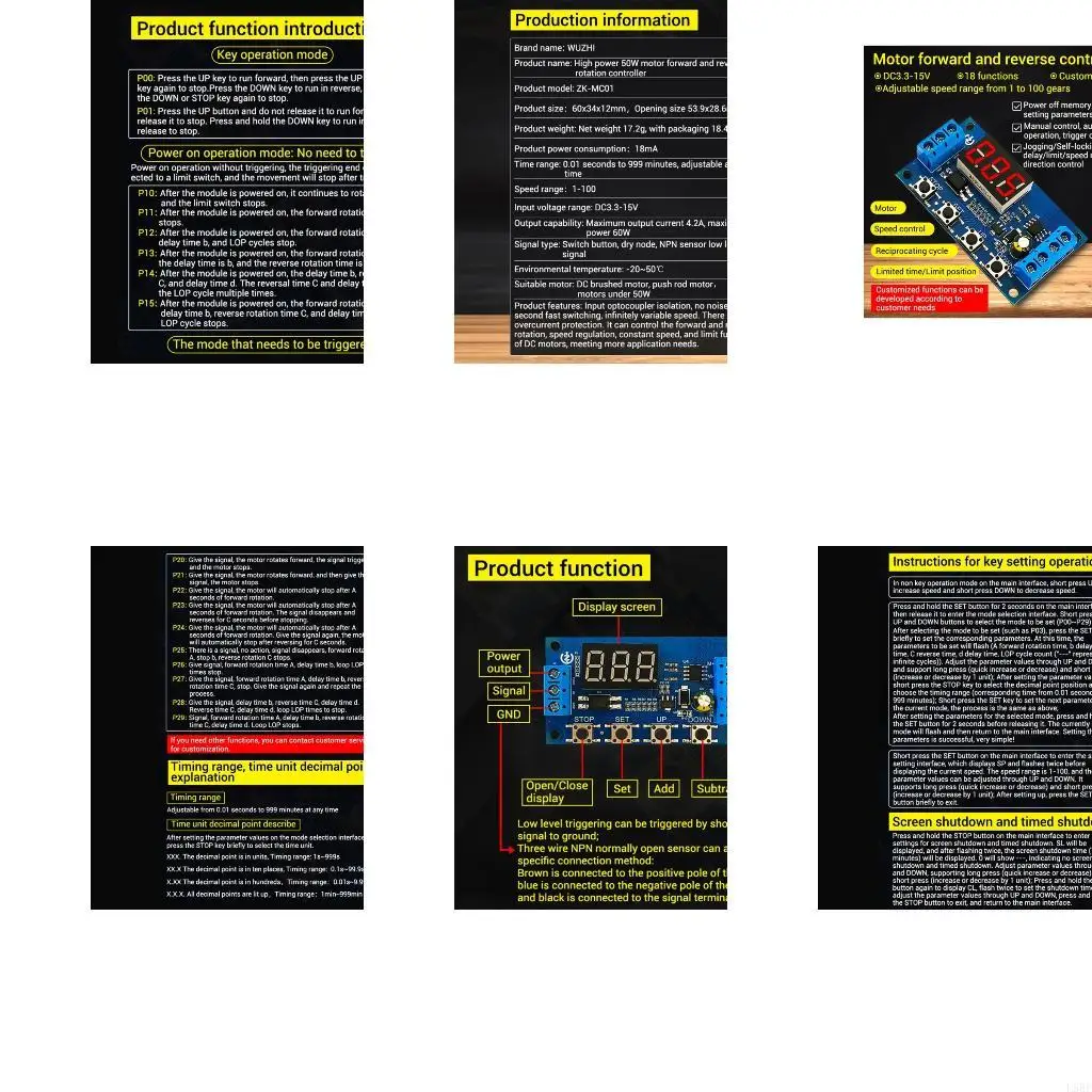 LED Digital Time Delay Relays Motor Speed Controller 3.3-15V Motor Forward And Reverse Controller Control Board L5BE
