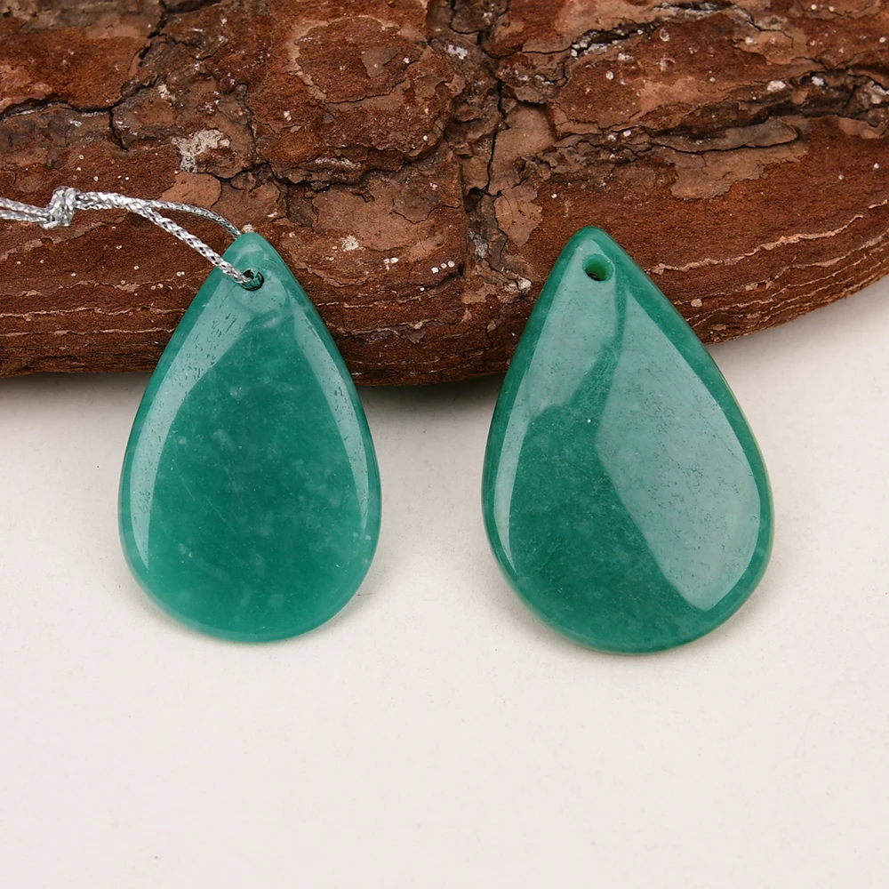 5 Pcs Natural Green Soviet Russia Amazonite Stone Droplet Shaped Pendant DIY