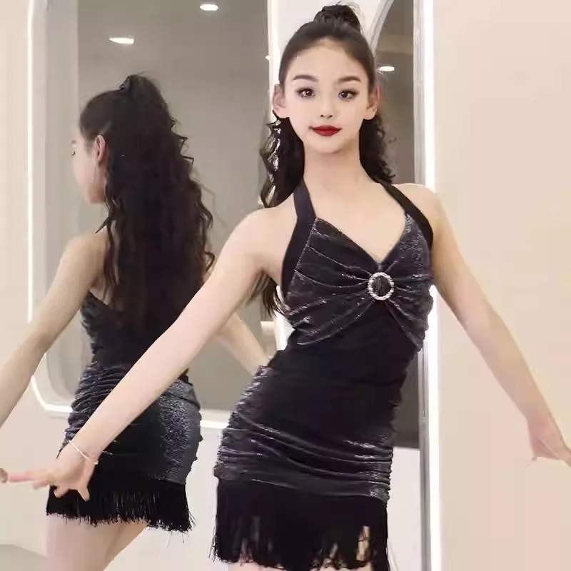 

Latin Dance Clothing for Girls, Tassel Practice Clothes, 2025 Summer New Style Kidsren's Performance Clothing, Kidsren's Dance Performance Suit