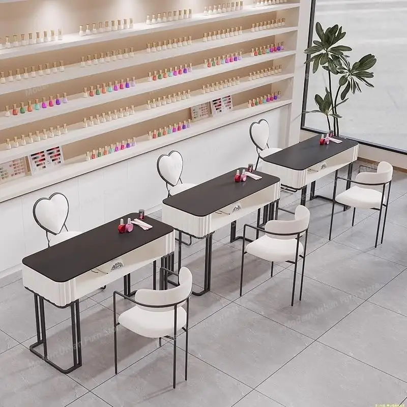 Stores Minimalist Nail Tables Display Lazy Partitions Beauty Comfortable Nail Tables Throne Space Saving Tisch Salon Furniture