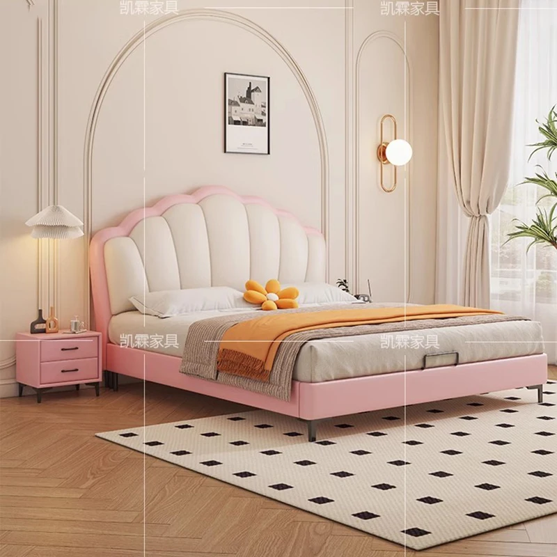 

Girls Design Bed Bunk Double Frame Sun Queen Luxury Space Saving Beauty Bed Multifunctional Leather Beliche Trendy Furniture