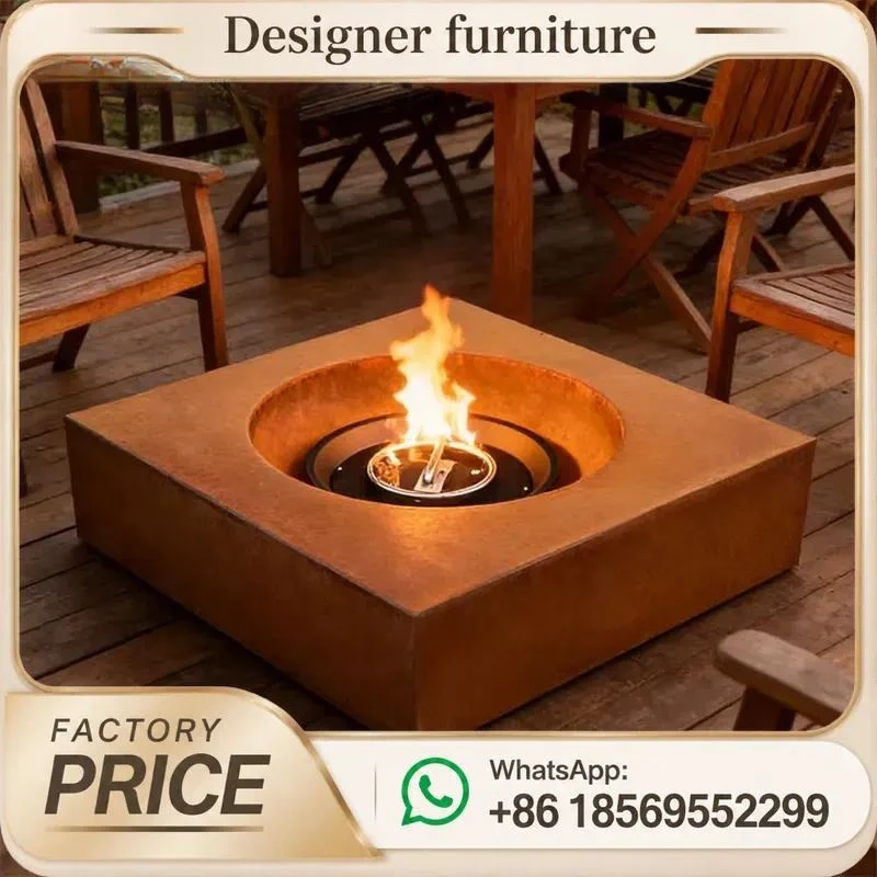 Corten Steel Fire Pit Outdoor Gas Patio Heater Natural Rusted Eco Friendly For Garden Yard BBQ