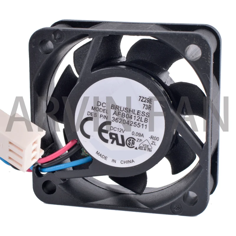 Ventilador de Refrigeração Silencioso, Bola Dupla, Três Fios, Novíssimo, Original, AFB0412LB, 4cm, 40mm, 4015, 40x40x15mm, 12V, 0.09A