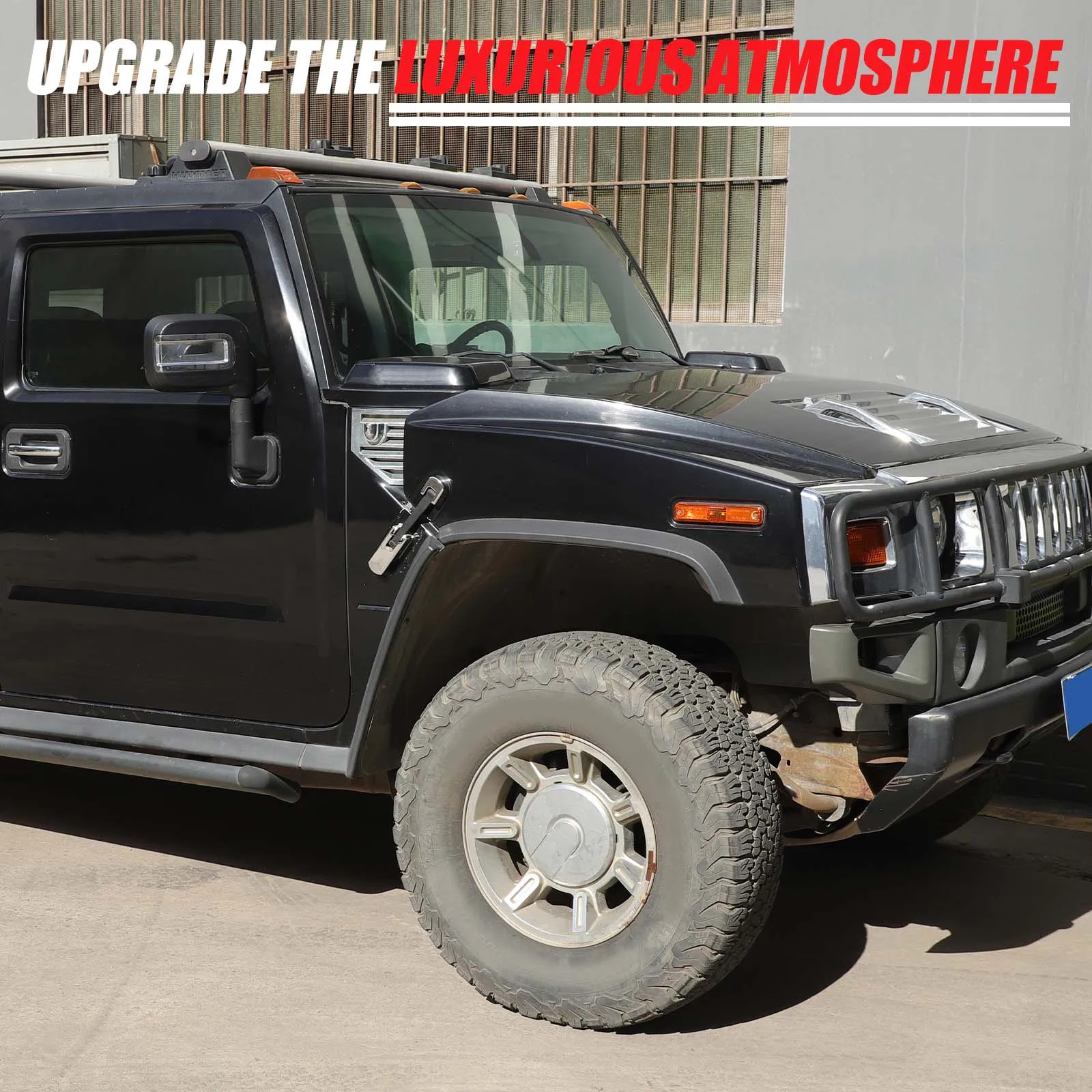 ل هامر H2 2003-2009 غطاء محرك السيارة مفصلات الجانب الأيسر والأيمن ملحقات خارجية قفل غطاء مزخرف بديل سبائك الألومنيوم #5